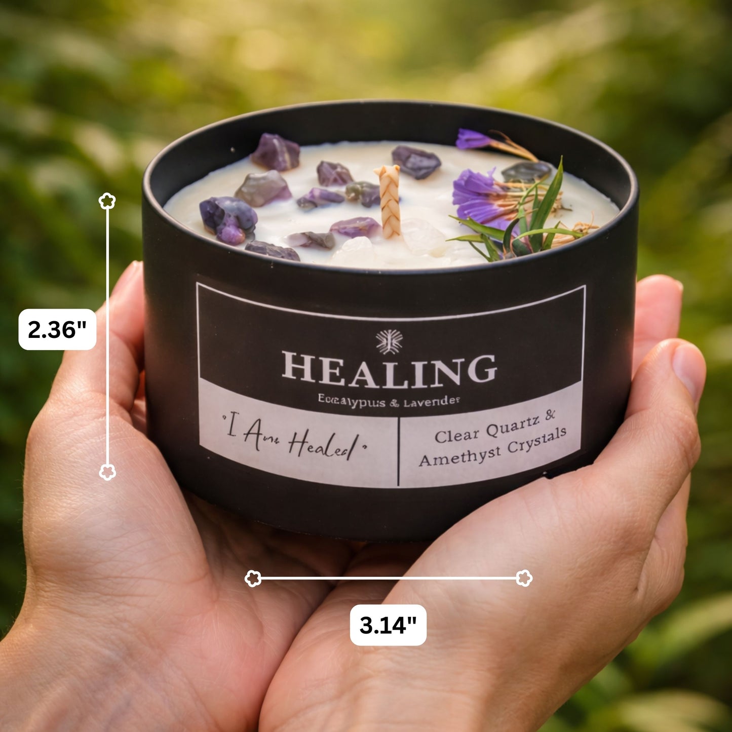 Healing Crystals Candle - Eucalyptus & Lavender Scented