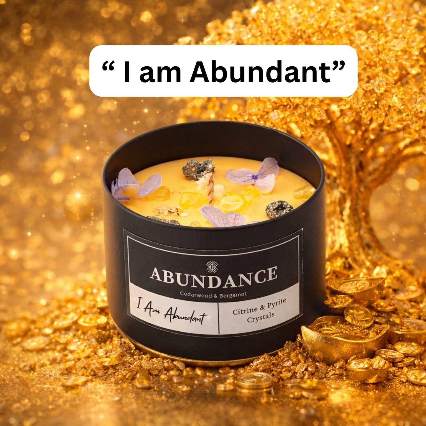Abundance Crystal Candle - Cedarwood & Bergamot Scented