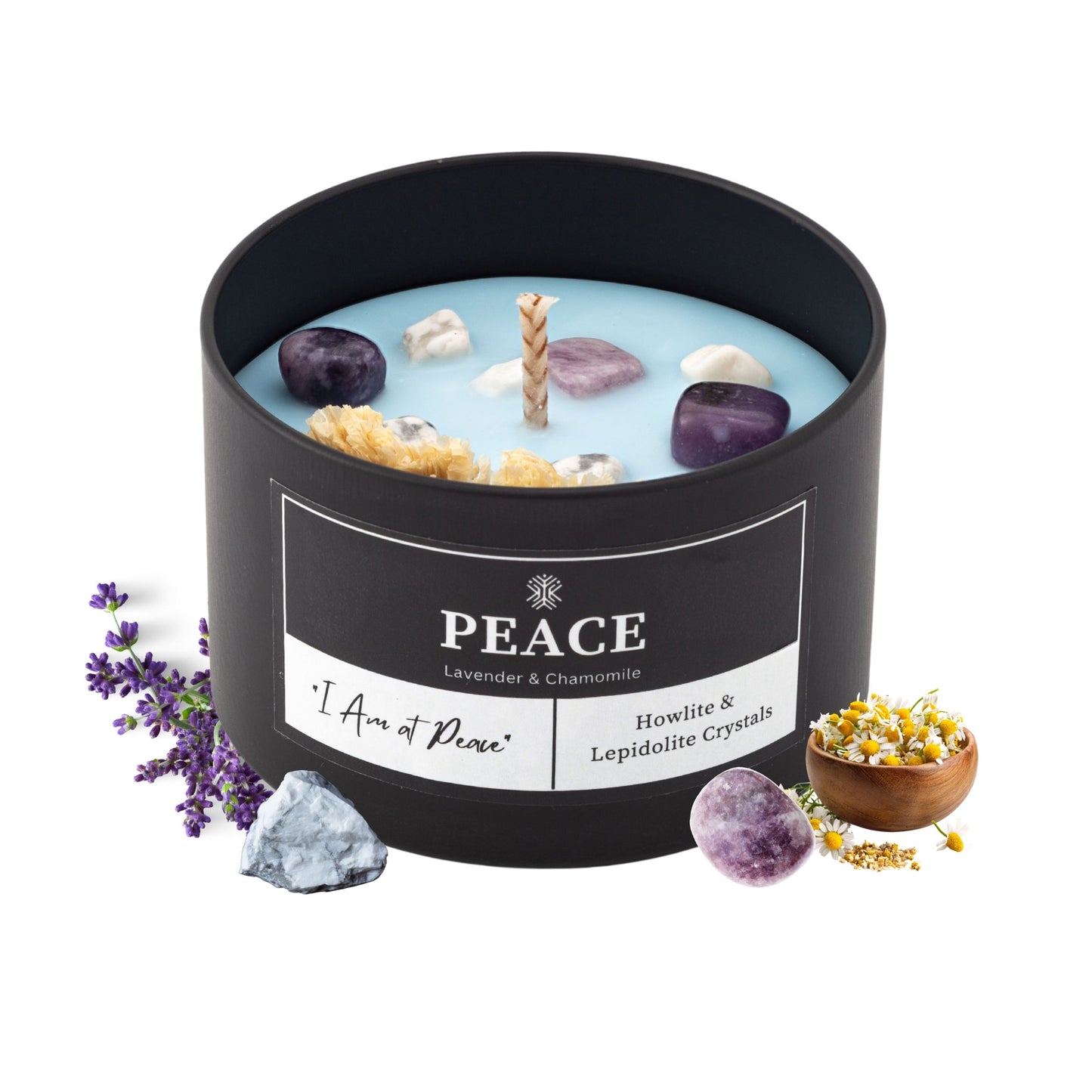 Peace Crystal Candle - Lavender & Chamomile Scented