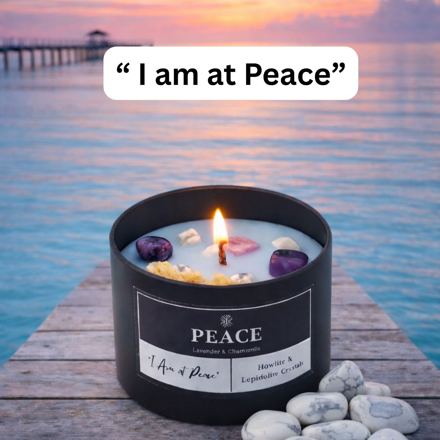 Peace Crystal Candle - Lavender & Chamomile Scented