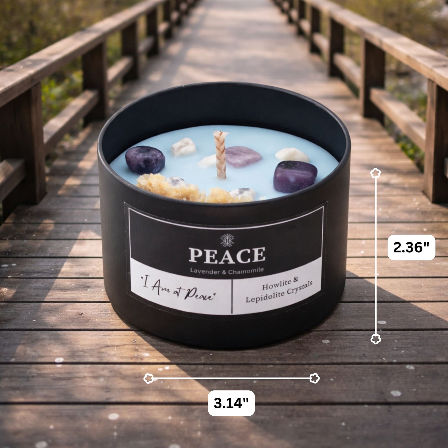 Peace Crystal Candle - Lavender & Chamomile Scented