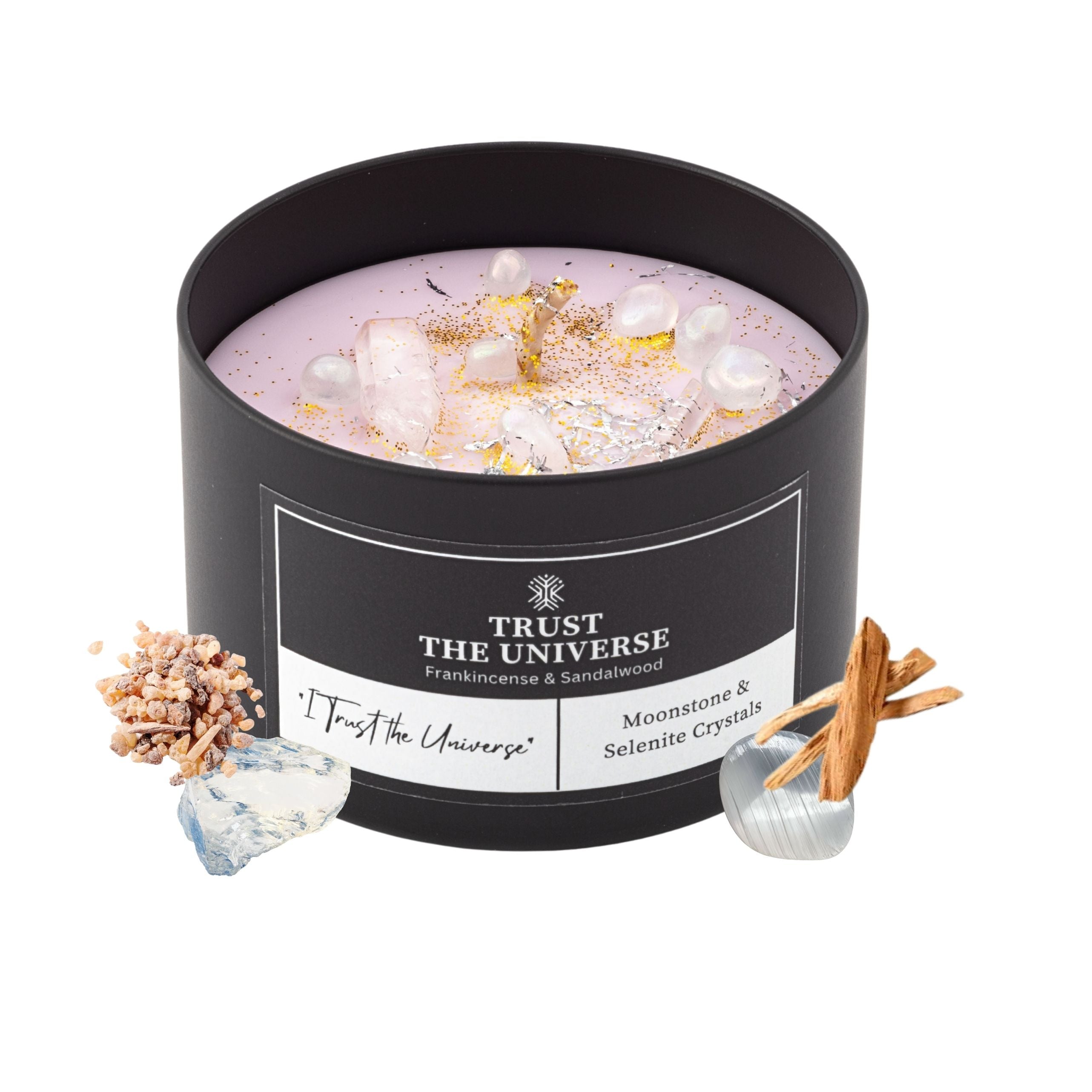 Trust The Universe Crystal Candle - Frankincense & Sandalwood